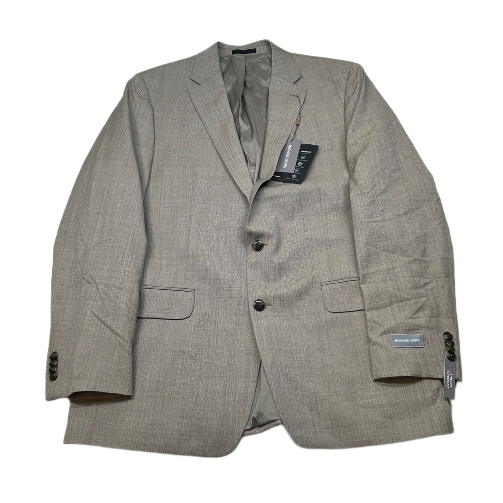Michael Kors‎ Kidwell Suit Jacket Mens 42L 42 Tan Classic Fit Stretch Wool $450